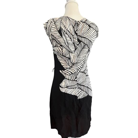 THE LOFT SHEATH DRESS BLACK AND WHITE CAPM SLEEVE WOMENS SIZE ZERO - Picture 5 of 10